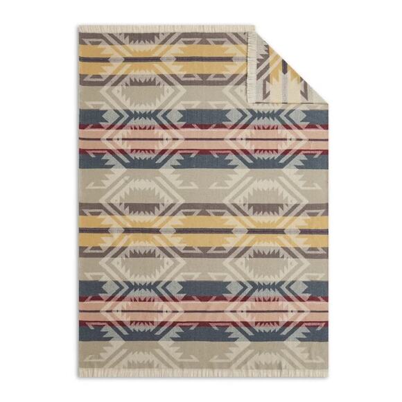 Pendleton White Sands Throw Blanket Cream Ivory Southwester Aztec Design 50x70 - Picture 2 of 14